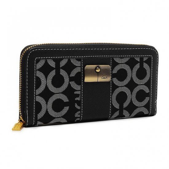 Coach Kristin Lock In Signature Large Black Wallets ETK | Coach Outlet Canada